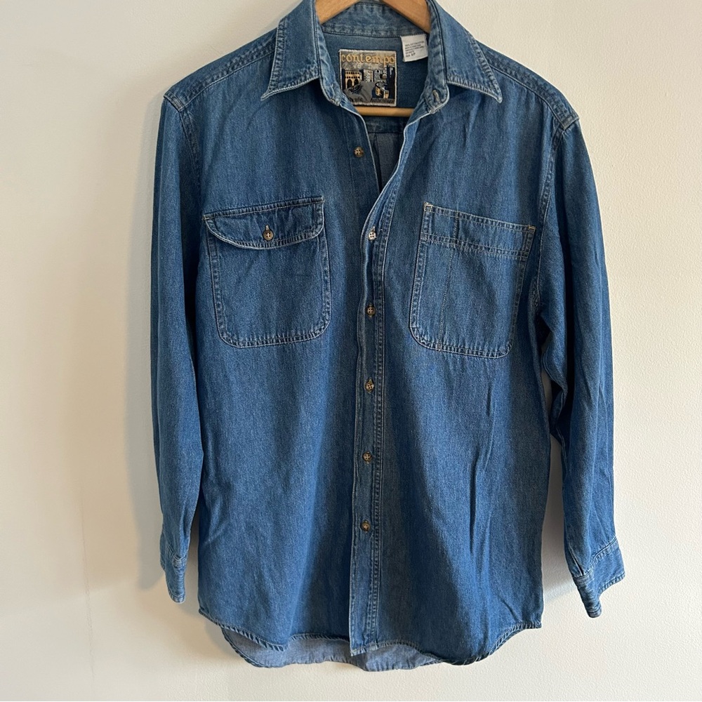 Vintage Blue Denim Button-Up Shirt